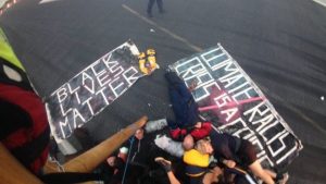 Black Lives Matter protesters at the London City Airport runway