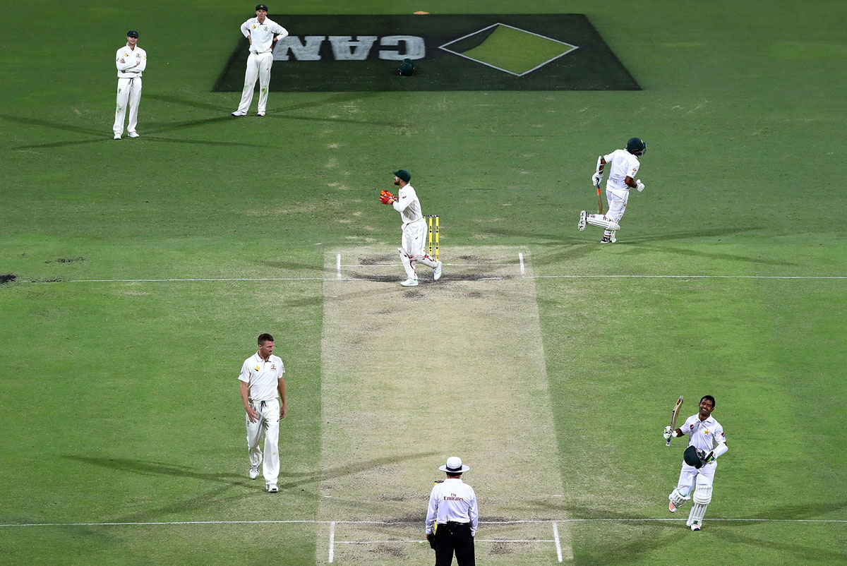Players in action during the Gabba Test