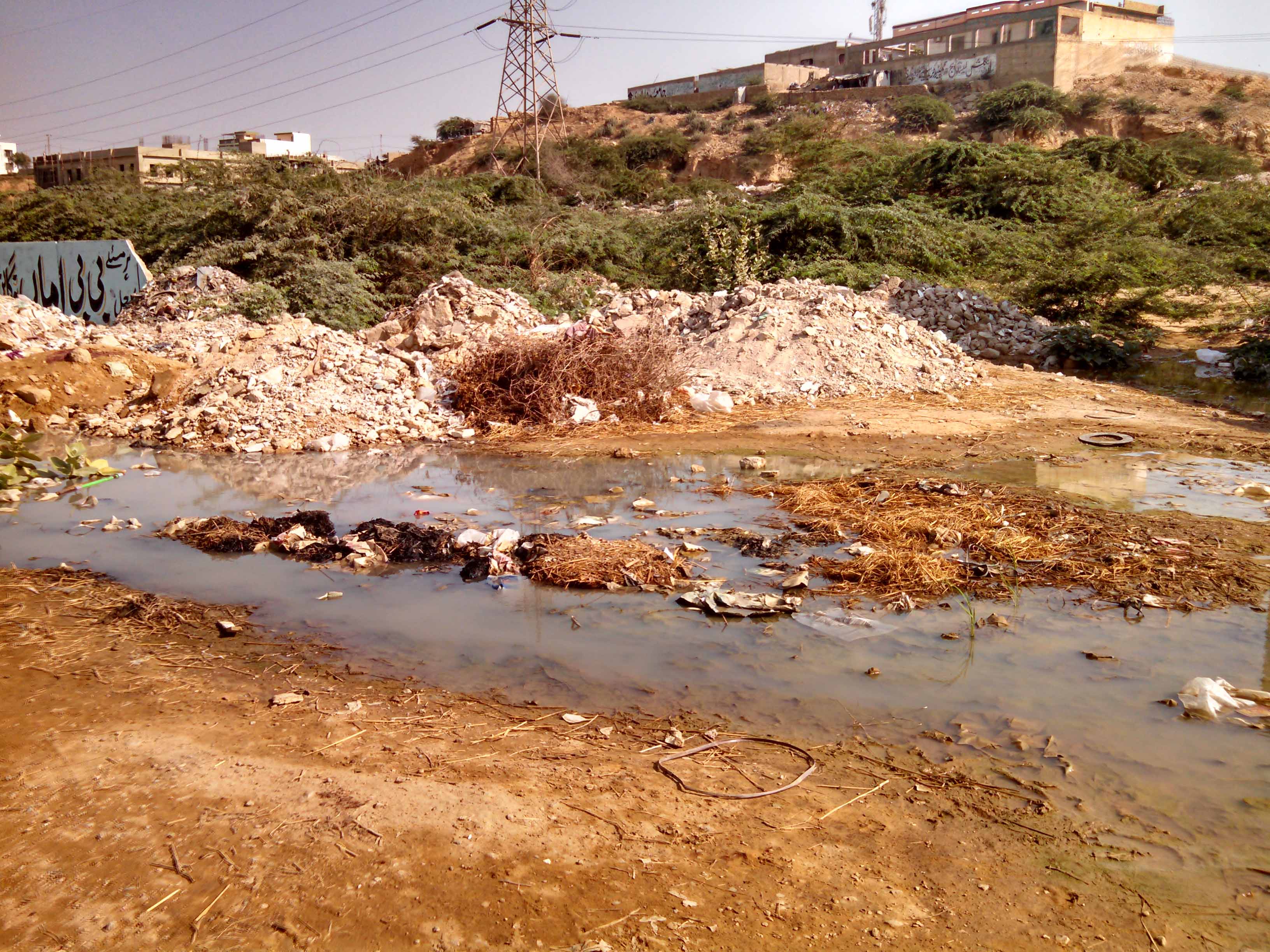 The stagnant water used by the residents of this blighted area | Pakistan's water crisis