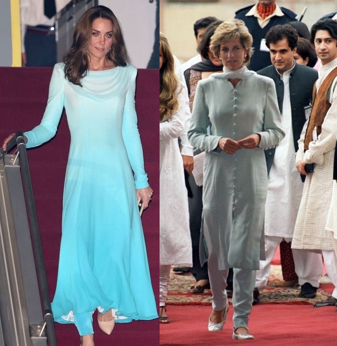 Kate Middleton Mirrored Princess Diana In The Aqua Blue Shalwar Kameez ...