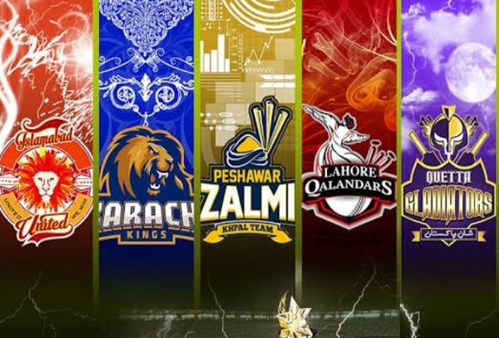Peshawar Zalmi, Karachi Kings, Lahore Qalandars, Islamabad United and Quetta Gladiators