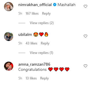 Screenshot comments on Minal Khan post