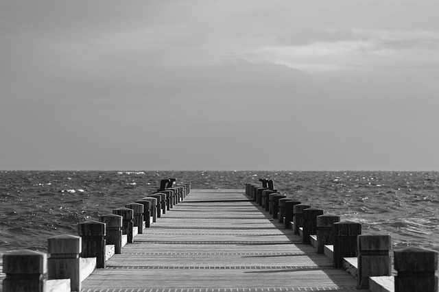 Sea Pier Black and White