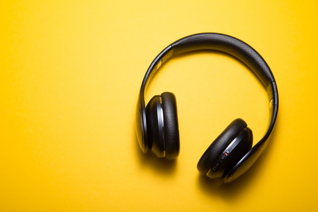 Wireless Headphones with yellow background