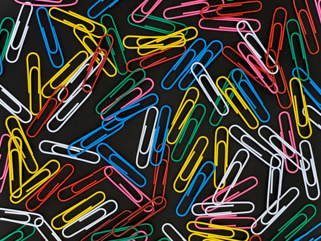 Multicolored paper clips