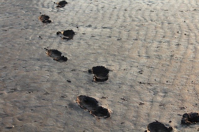 Sand with footprints