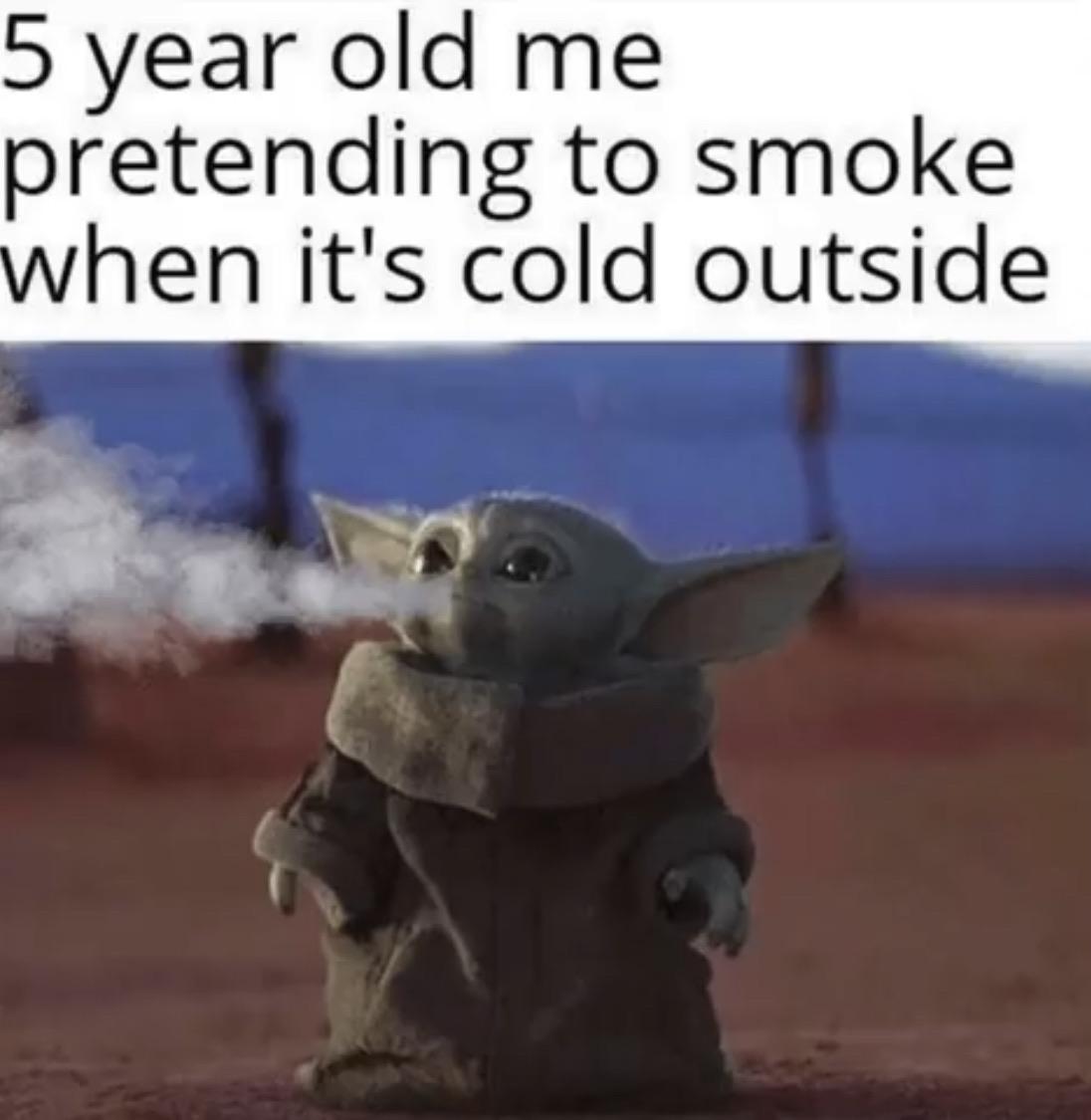 Baby yoda smoking
