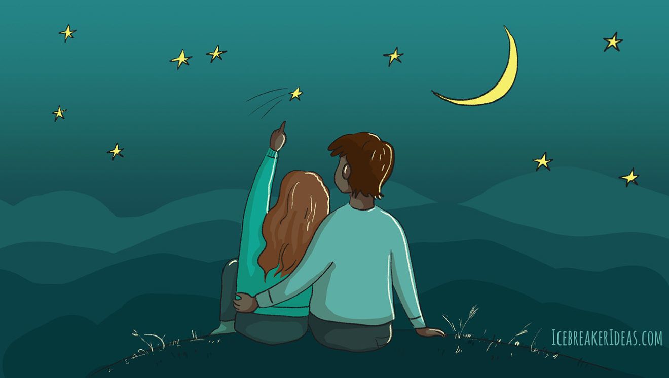 Animated Couple Watching Stars