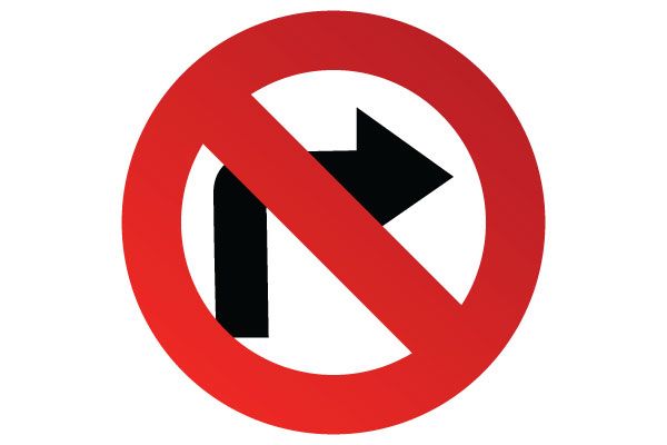 No right turn sign