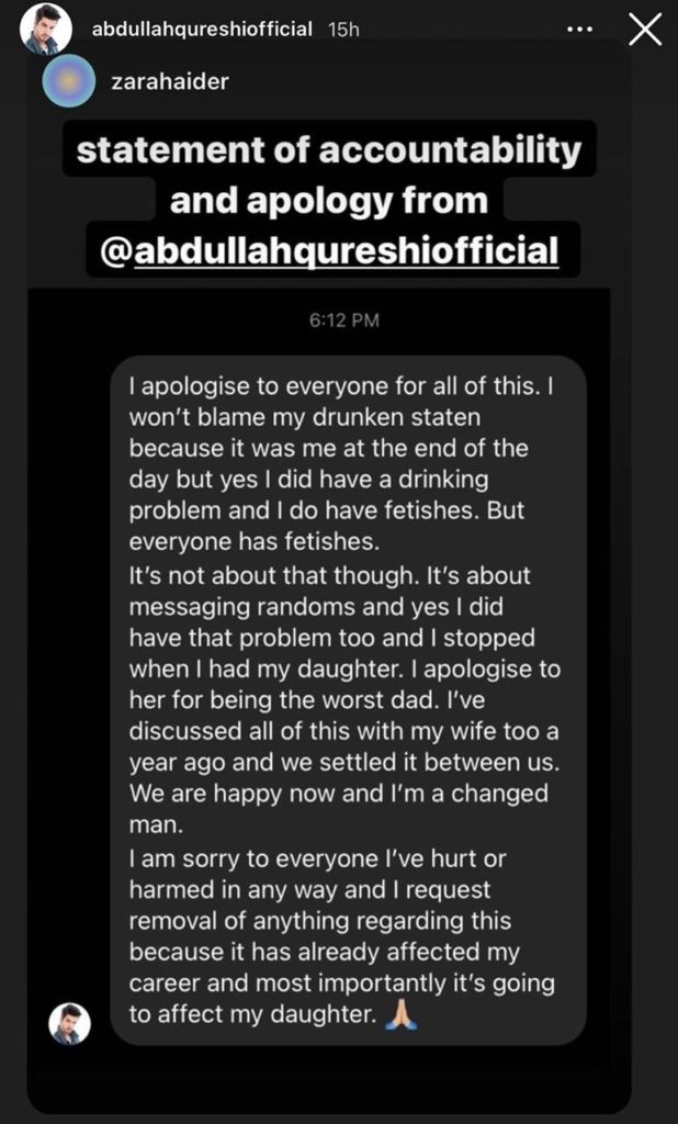 Abdullah Qureshi apology