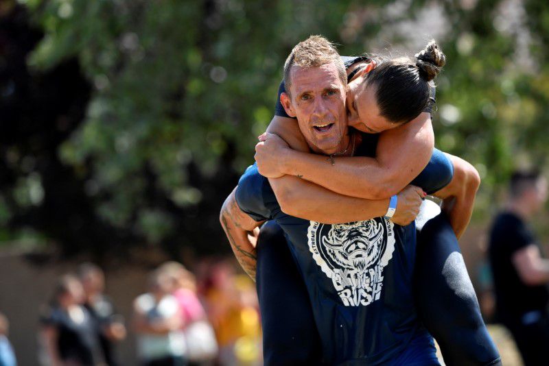piggyback style in wife carrying race