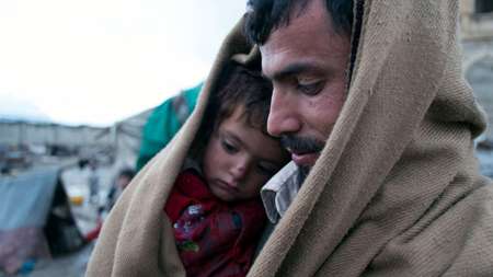 Afghan refugees goodbye