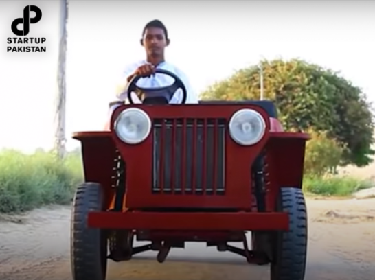 Khanewal students makes a car from a motorcycle